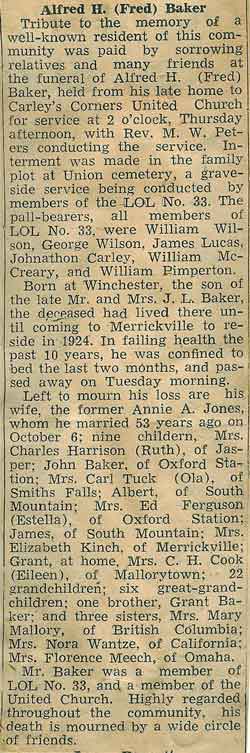 Fred's obituary