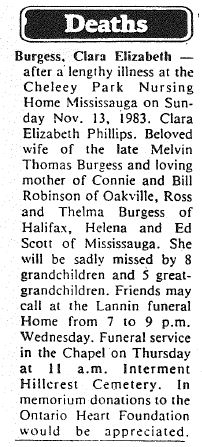 Clara's obituary