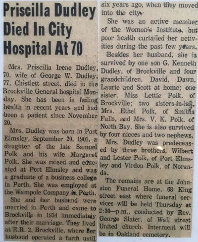 Priscilla Dudley obituary