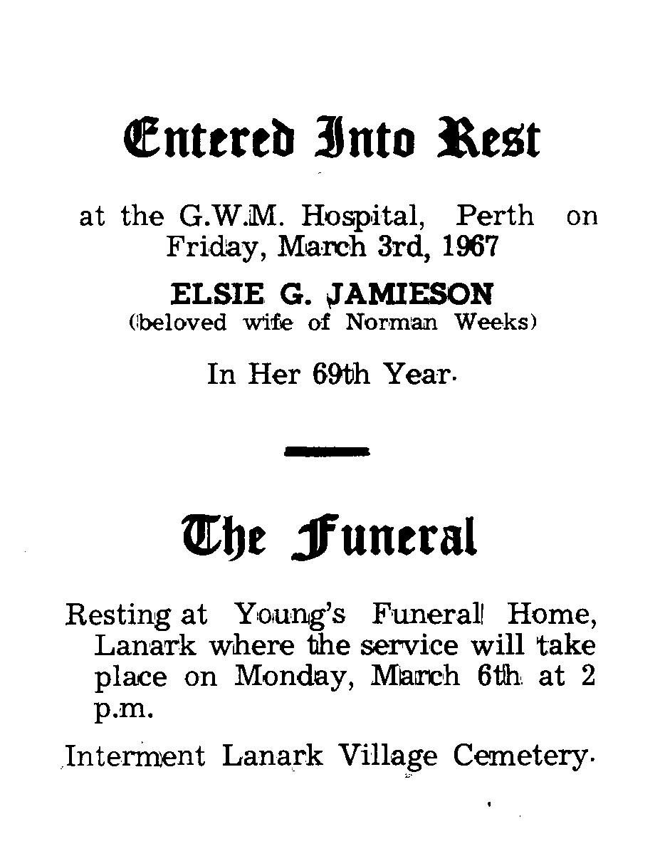 Elsie's obituary