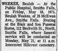 Beulah's obituary