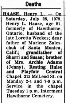Henry's obituary